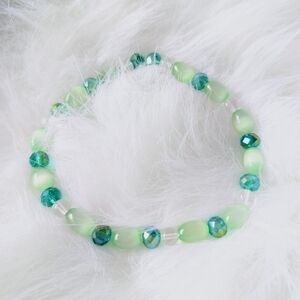 Dog Necklace, Beaded, Green & Teal, Small, New, Handmade